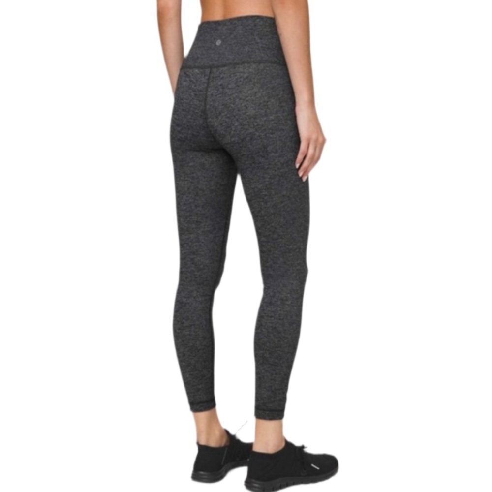 Lululemon Wunder Under High Rise Tight 25" Heathered‎ Gray Black Leggings 6